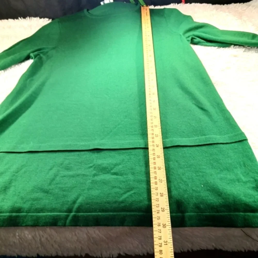 J. Jill Merino Wool Washable Tunic Sweater Green Side Slits Scoop Neck XS Womans - Picture 9 of 10
